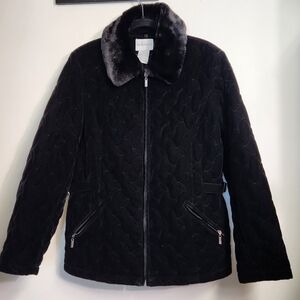 Vintage White Stag Black Quilted Women's Jacket Size L.  #G08